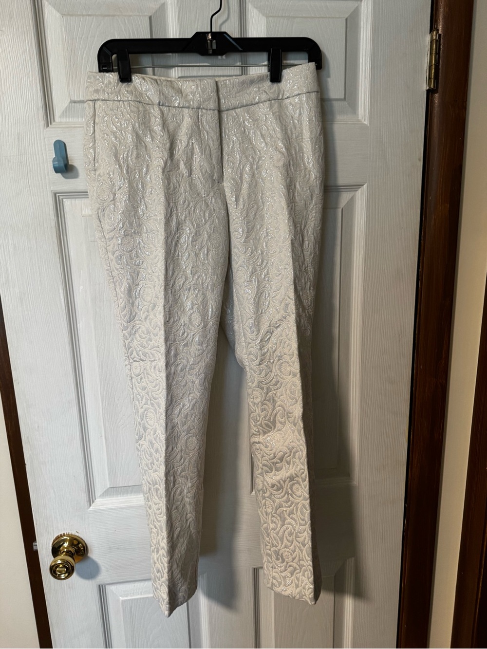 Ann Taylor Ivory Textured Tailored Trousers
